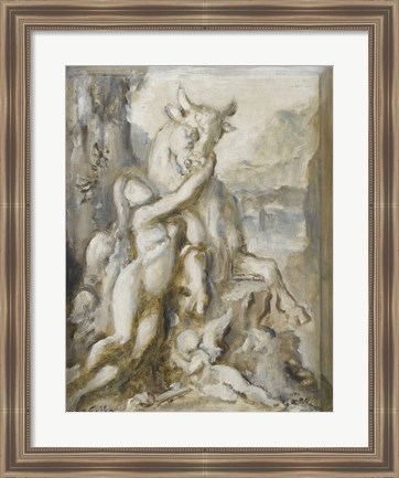 Framed Pasiphae, Grisaille, 19th Century Print