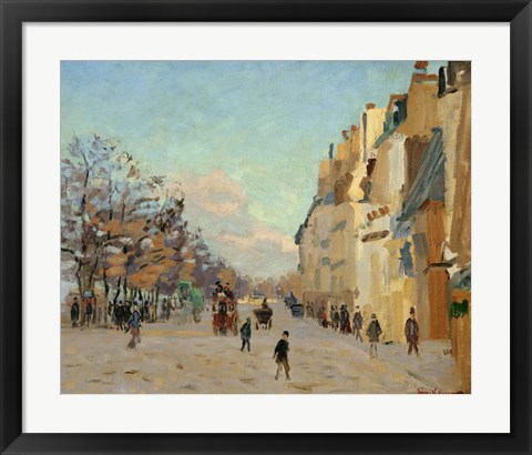 Framed Quai De La Gare, Snow, 1880 Print