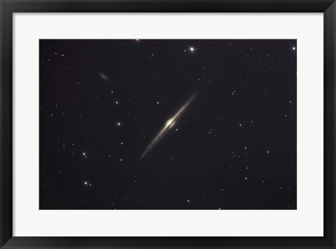 Framed NGC 4565, an edge-on unbarred spiral galaxy in the Constellation Coma Berenices Print