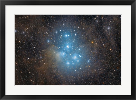 Framed Pleiades, an open star cluster in the Constellation of Taurus Print