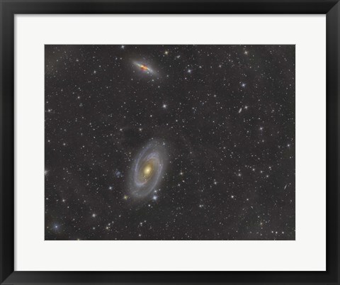 Framed Cigar Galaxy and Bode&#39;s Galaxy in the Constellation Ursa Major Print