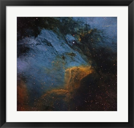 Framed Pelican Nebula, an H II region in the Constellation Cygnus Print