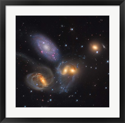 Framed Stephan&#39;s Quintet, a grouping of galaxies in the Constellation Pegasus Print