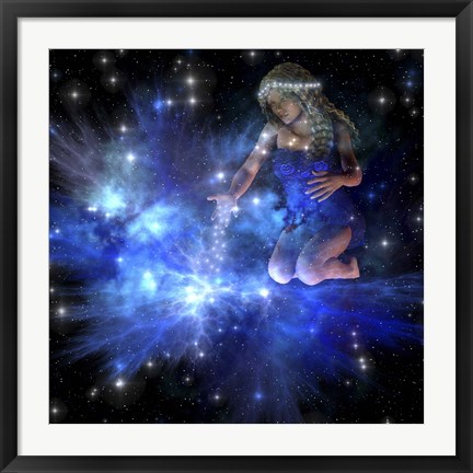 Framed Vesta spreads bright stars among the Constellations of the Universe Print