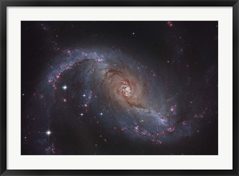 Framed Barred spiral galaxy NGC 1672 in the Constellation Dorado Print