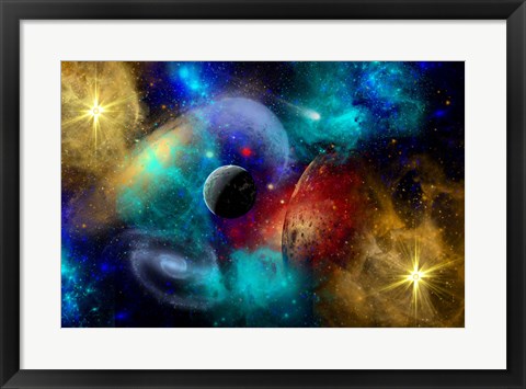 Framed Galaxy  featuring planets, galaxies and Nebulae Print