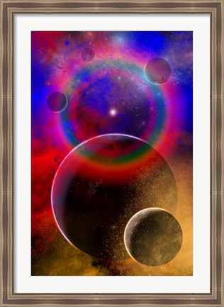 Framed New planets and solar systems forming within a Gaseous Nebula Print