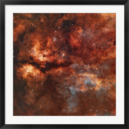 Framed IC 1318 and the Butterfly Nebula around star Gamma-Cygni Print