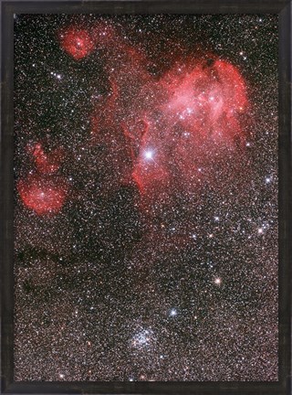 Framed Bat Nebula (IC 2948) and open star cluster NGC 3766, the Pearl Cluster Print