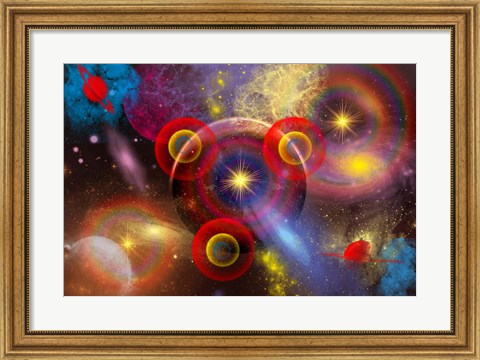 Framed Planets and stars mixed together in an ever-changing Nebula Print