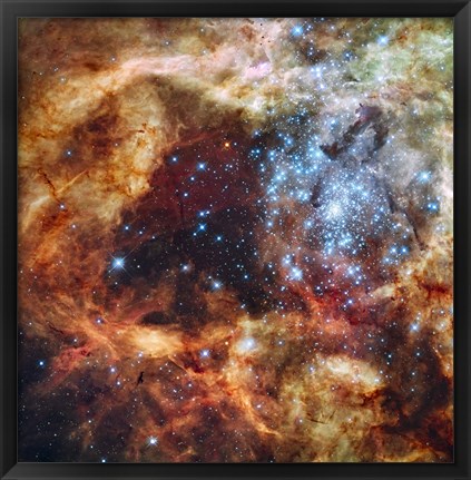 Framed Stellar nursery known as R136 in the 30 Doradus Nebula Print