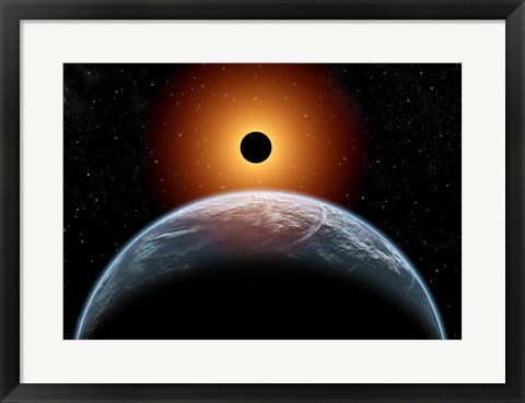 Framed total Eclipse of the Sun as seen from being in Earth&#39;s orbit Print