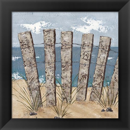 Framed Beach Scene Triptych I Print