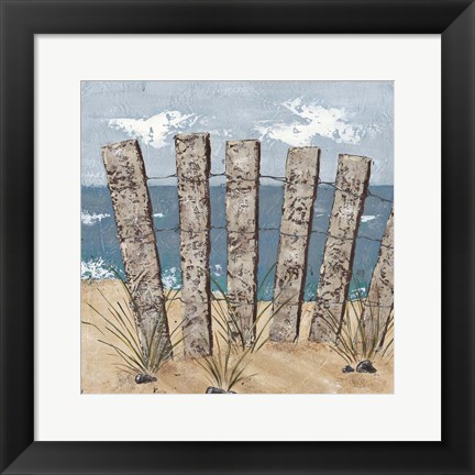 Framed Beach Scene Triptych I Print