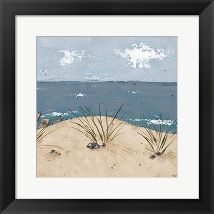 Framed Beach Scene Triptych III Print