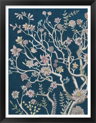 Framed Indigo Night Chinoiserie I Print