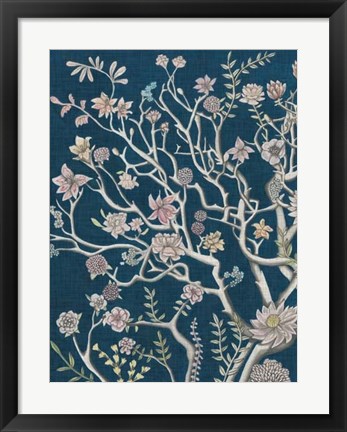 Framed Indigo Night Chinoiserie I Print