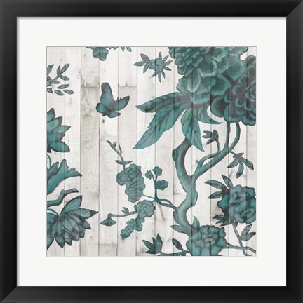 Framed Terra Verde Chinoiserie I Print