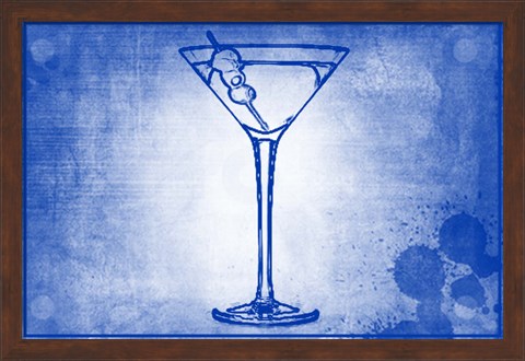 Framed Martini Blue Print I Print