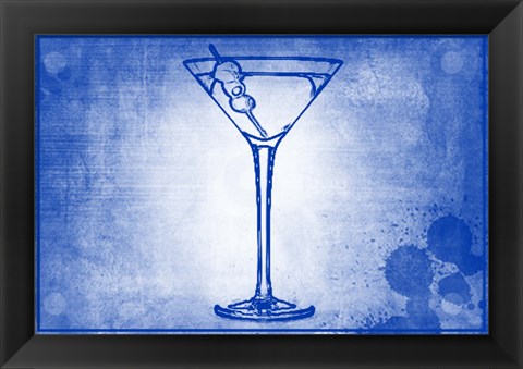 Framed Martini Blue Print I Print