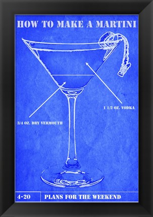 Framed Martini Blue Print II Print