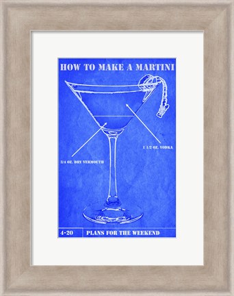 Framed Martini Blue Print II Print