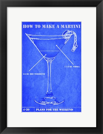 Framed Martini Blue Print II Print