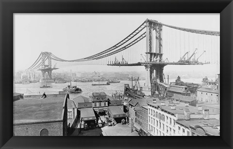 Framed Manhattan Bridge Construction 1909 Print