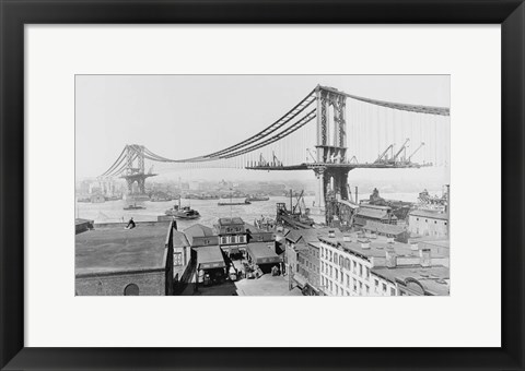 Framed Manhattan Bridge Construction 1909 Print