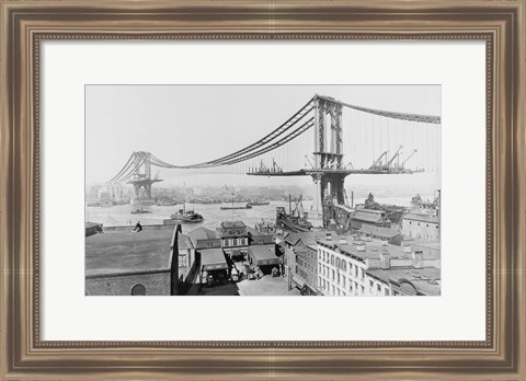 Framed Manhattan Bridge Construction 1909 Print