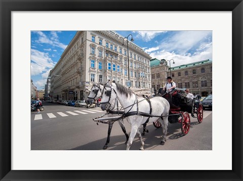 Framed Horse Drawn Carriage in Vienna Print