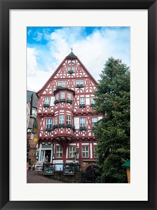 Framed Half-Timber Hotel during Christmas Print