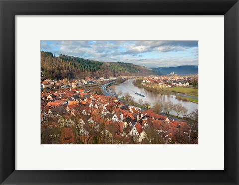 Framed View of Main River and Wertheim, Germany in winter Print