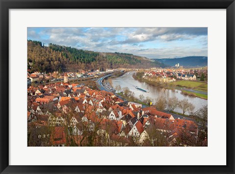 Framed View of Main River and Wertheim, Germany in winter Print