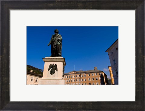 Framed Mozart Statue in Salzburg Austria Print