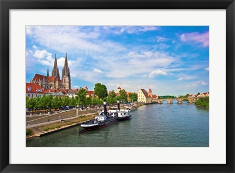 Framed Old Town Skyline, Regensburg, Germany Print