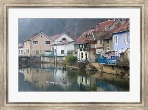 Framed Doubs River Valley, Canal Town, France Print