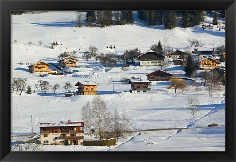 Framed Ski Village in Winter, Ski Chateaus Print