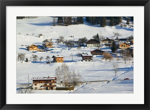 Framed Ski Village in Winter, Ski Chateaus Print