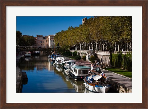 Framed Canal de la Robine by the Cours Mirabeau Print