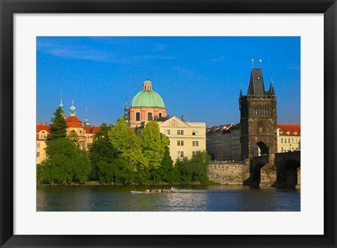 Framed Charles Bridge by Vltava Rive Print