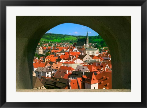 Framed Cityscape of Cesky Krumlov, Czech Republic Print