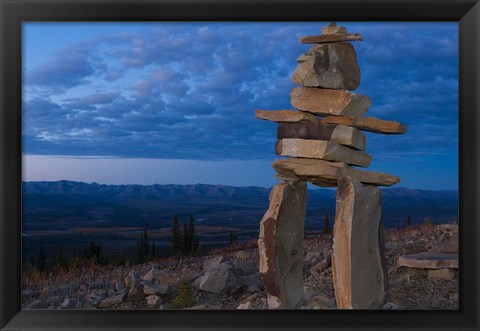 Framed Inukshuk in Ogilvie Mountains Print