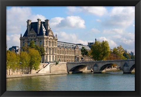 Framed Pont Royal and the Louvre Museum Print