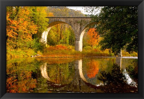 Framed Vivarais Railway Stop and Bridge, Ardeche, France Print