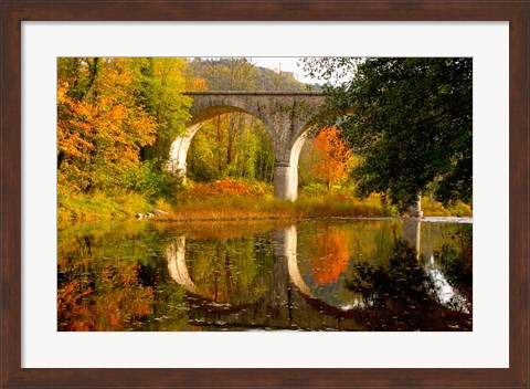 Framed Vivarais Railway Stop and Bridge, Ardeche, France Print