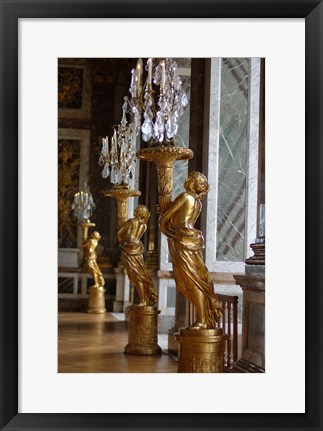 Framed Hall of Mirrors and Gold Statues, Versailles, France Print