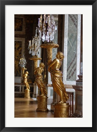 Framed Hall of Mirrors and Gold Statues, Versailles, France Print