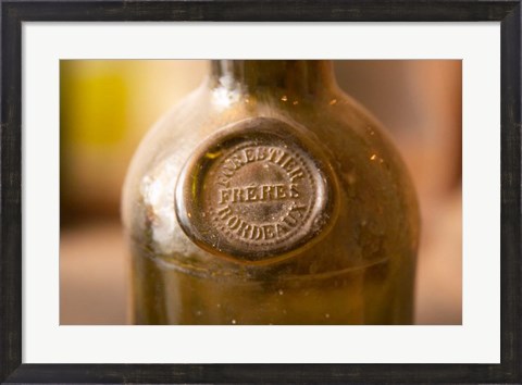 Framed Antique Wine Bottle with Molded Seal Print