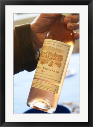 Framed Bottle of Rose Wine, Chateau Vannieres Print